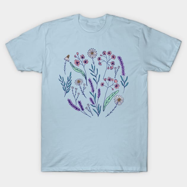 Bedtime tea calming herbs in light blue T-Shirt by Natalisa